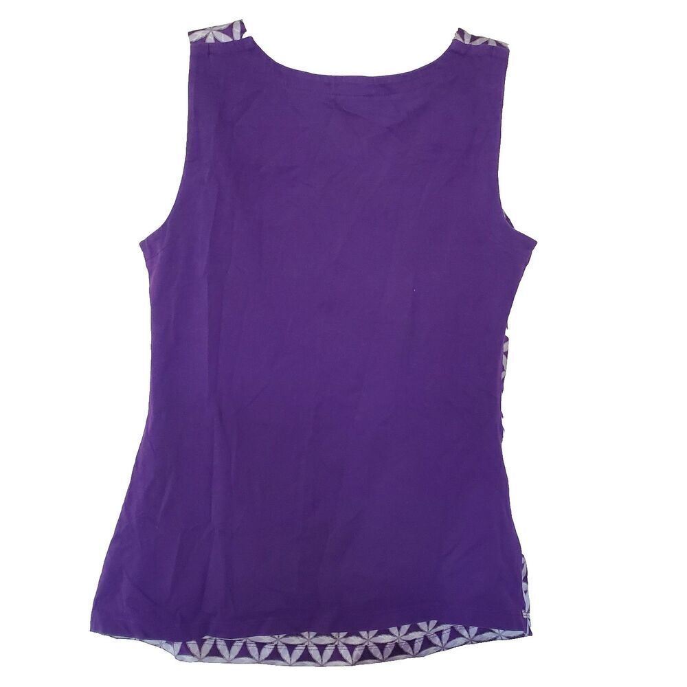 Ann Taylor Sleeveless Top Geometric Design, Purple Satin Womens Size XS - Picture 8 of 13